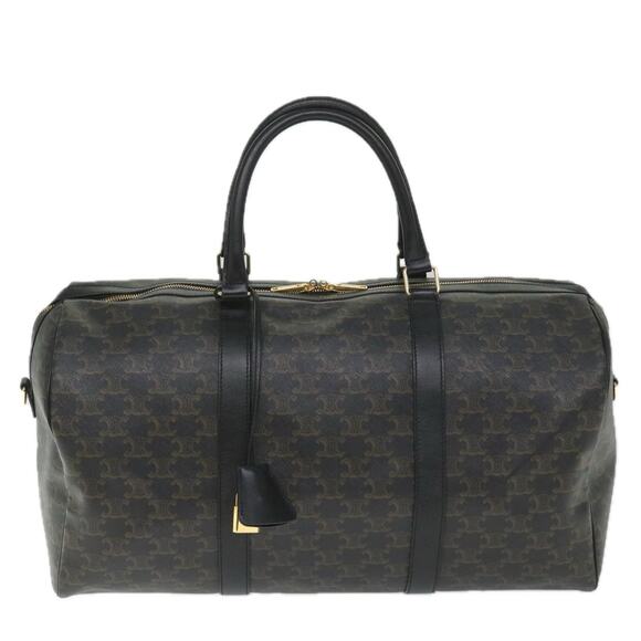 CELINE Triomphe Canvas Boston Bag Pvc Leather Black - Picture 2 of 12